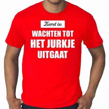 Grote maten kerst is: wachten tot het jurkje uitgaat kerst t shirt / kerst outfit rood voor heren