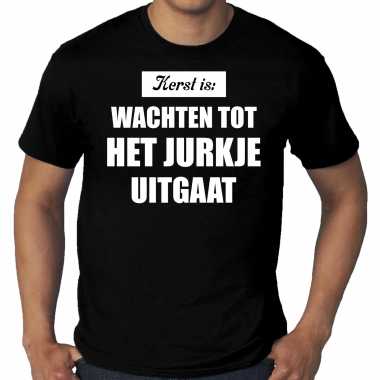 Grote maten kerst is: wachten tot het jurkje uitgaat kerst t shirt / kerst outfit zwart voor heren