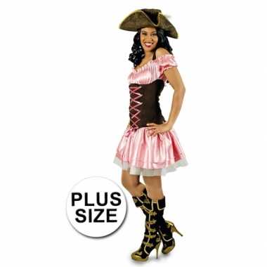 Grote maten roze dames piratenjurk