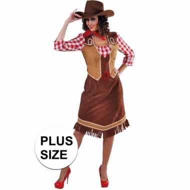 Toppers grote maten cowgirl jurk met geruite blouse voor dames